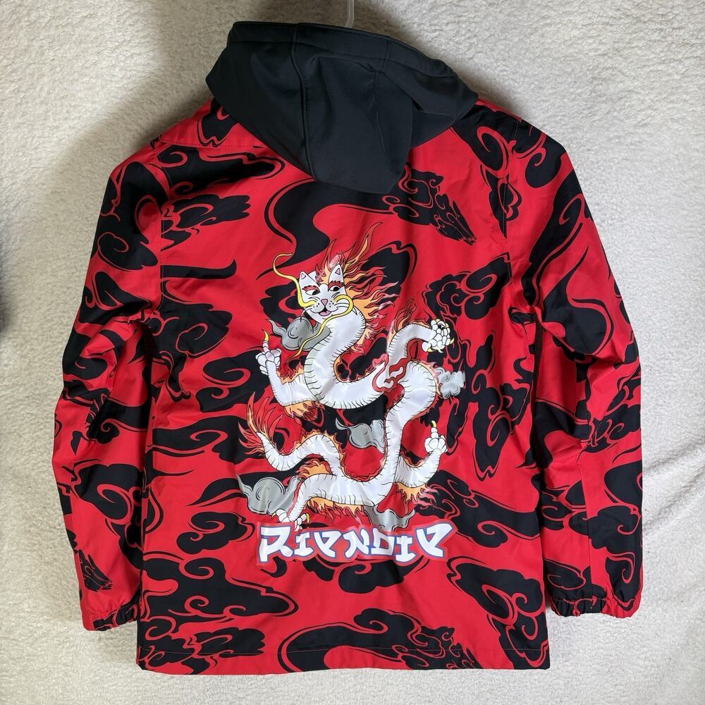 Ripndip Lord Nermal Dragon Jacket Mens Small Red Japanese Fleece lined Hooded